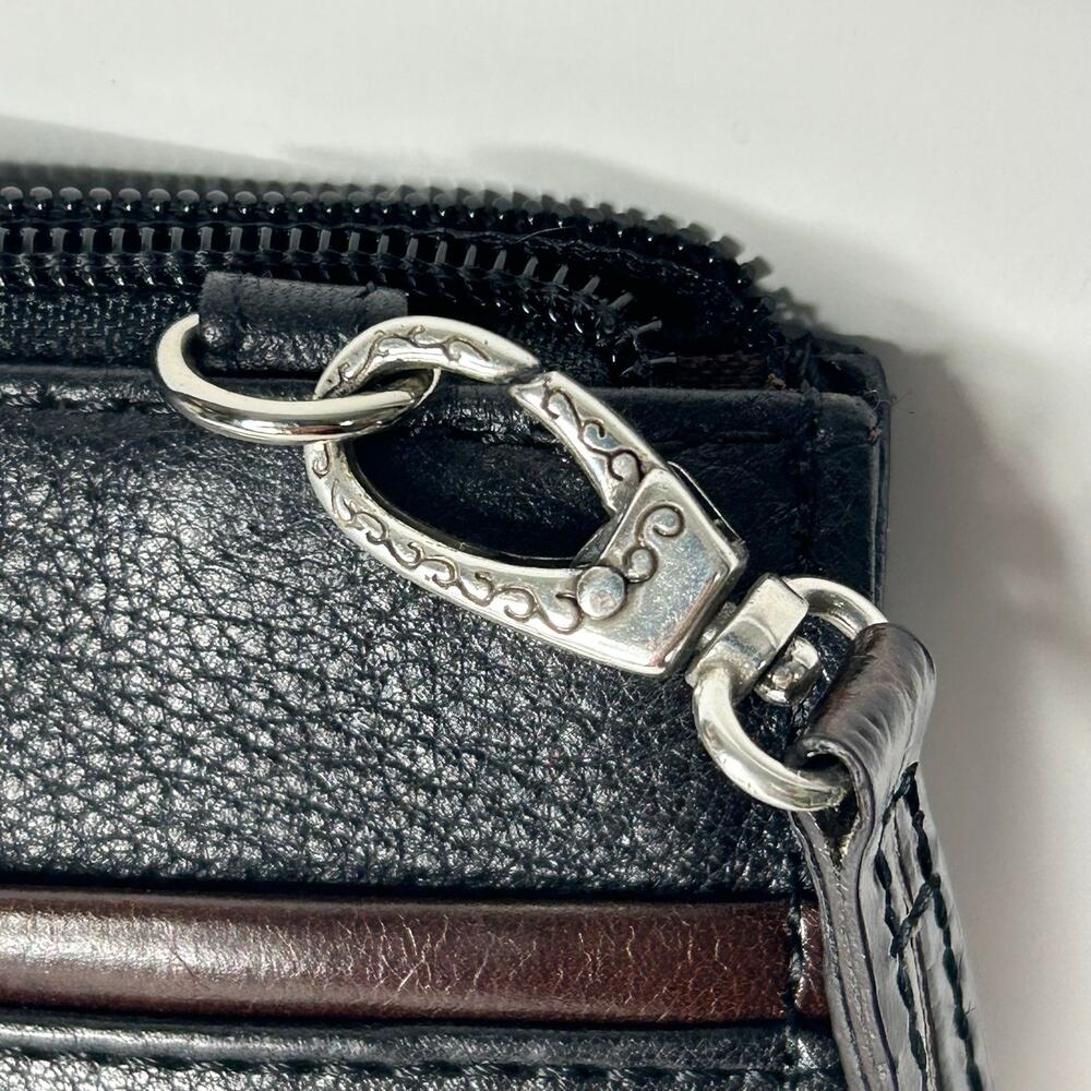 Brighton Black Brown Leather Crossbody Organizer Wallet Purse Croc Embossed - Picture 5 of 11
